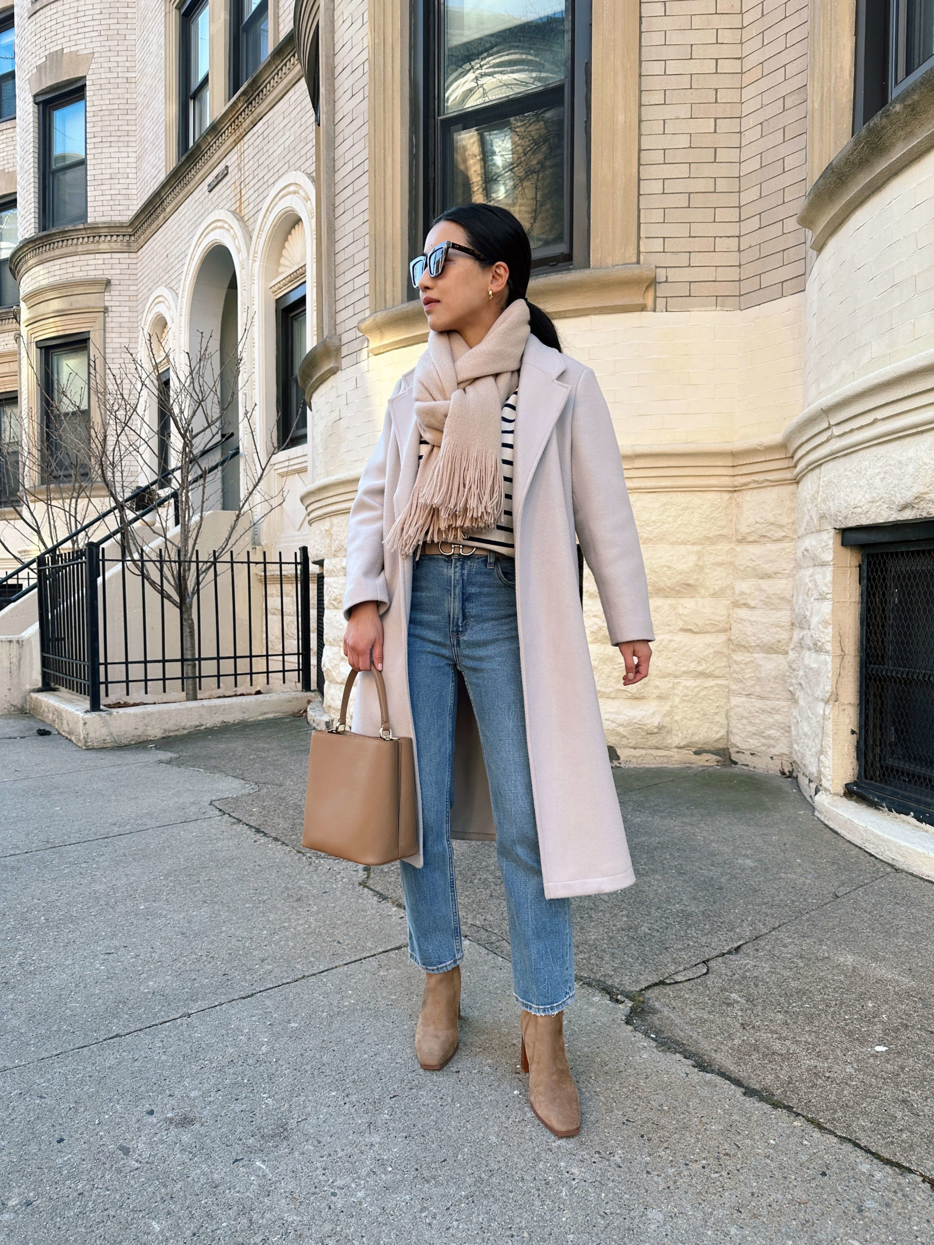 abercrombie petite straight jeans with boots outfit