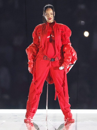 Barbadian singer Rihanna performs during halftime of Super Bowl LVII between the AFC champion Kansas City Chiefs and the NFC champion Philadelphia Eagles at State Farm Stadium in Glendale, Arizona, 12 February 2023. The annual Super Bowl is the Championship game of the NFL between the AFC Champion and the NFC Champion and has been held every year since January of 1967.
Super Bowl LVII Kansas City Chiefs at Philadelphia Eagles, Glendale, USA - 12 Feb 2023