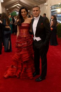 NEW YORK, NY - MAY 04:  George Clooney (R) and Amal Alamuddin attend the "China: Through The Looking Glass" Costume Institute Benefit Gala at the Metropolitan Museum of Art on May 4, 2015 in New York City.  (Photo by Larry Busacca/Getty Images)