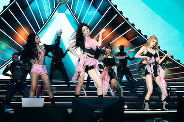 ennie, Jisoo, Lisa, and Rosé of BLACKPINK perform at the Coachella Stage during the 2023 Coachella V...