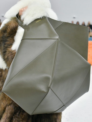 PARIS, FRANCE - MARCH 03: A model walks the runway during the Loewe Ready to Wear Fall/Winter 2023-2...