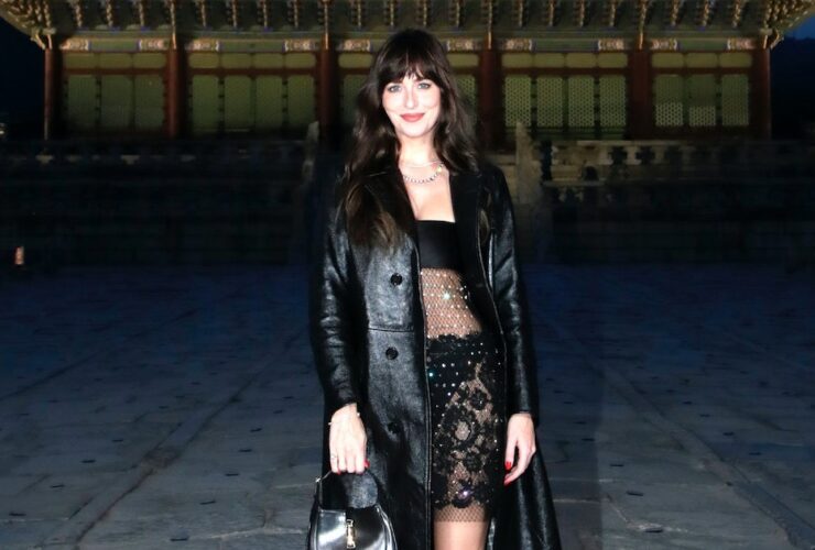 Dakota Johnson’s Latest Look Mixes Lingerie Dressing With Leather Outerwear