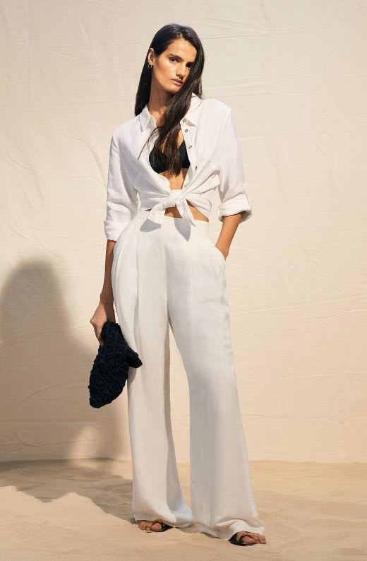 karen millen white linen trousers