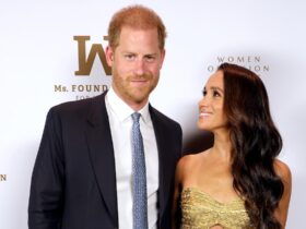 Meghan Markle Sparkles in Gold At Her First Public Appearance With Harry This Year