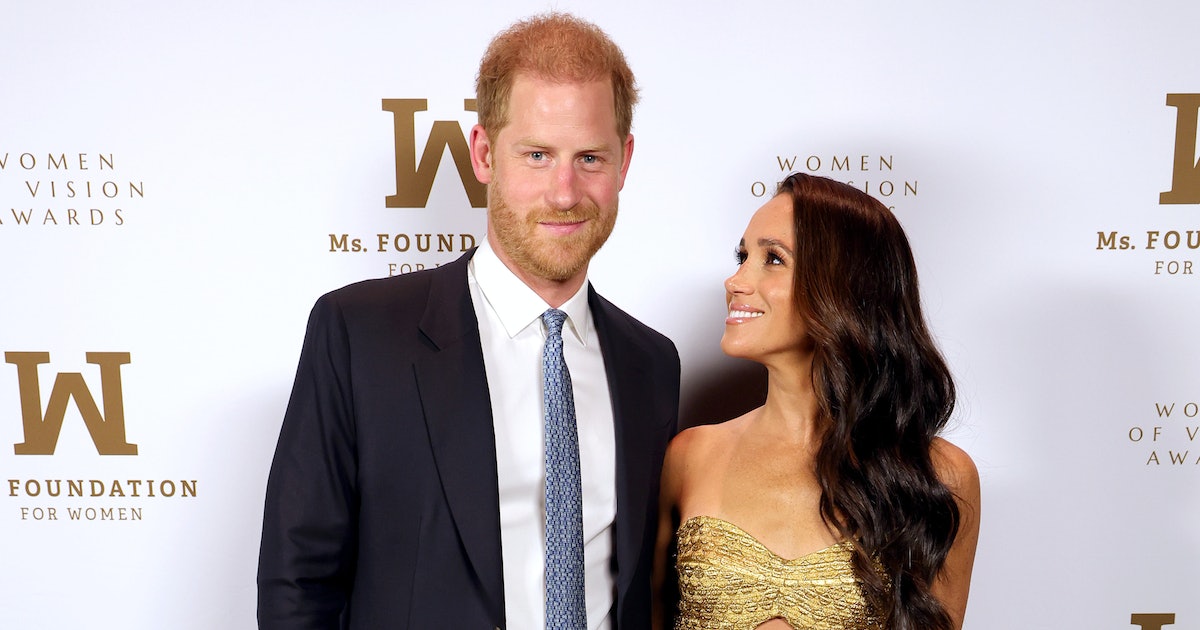 Meghan Markle Sparkles in Gold At Her First Public Appearance With Harry This Year