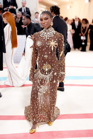 Michaela Coel attends The 2023 Met Gala Celebrating "Karl Lagerfeld: A Line Of Beauty" at The Metrop...