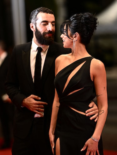 French director Romain Gavras (L) and British singer and model Dua Lipa