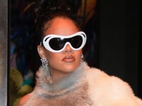 Rihanna Shows Off Baby Bump in Custom Loewe Look