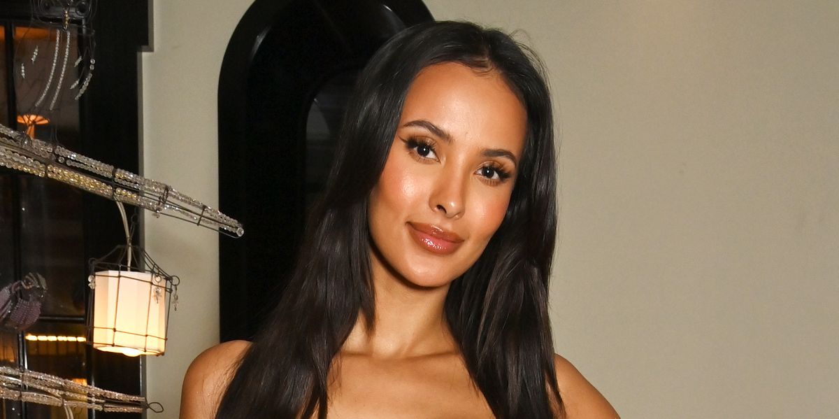 Maya Jama wears a shredded denim maxi dress in latest Insta post