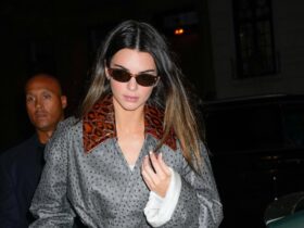 Kendall Jenner Does Blue Snakeskin Pants For Date Night