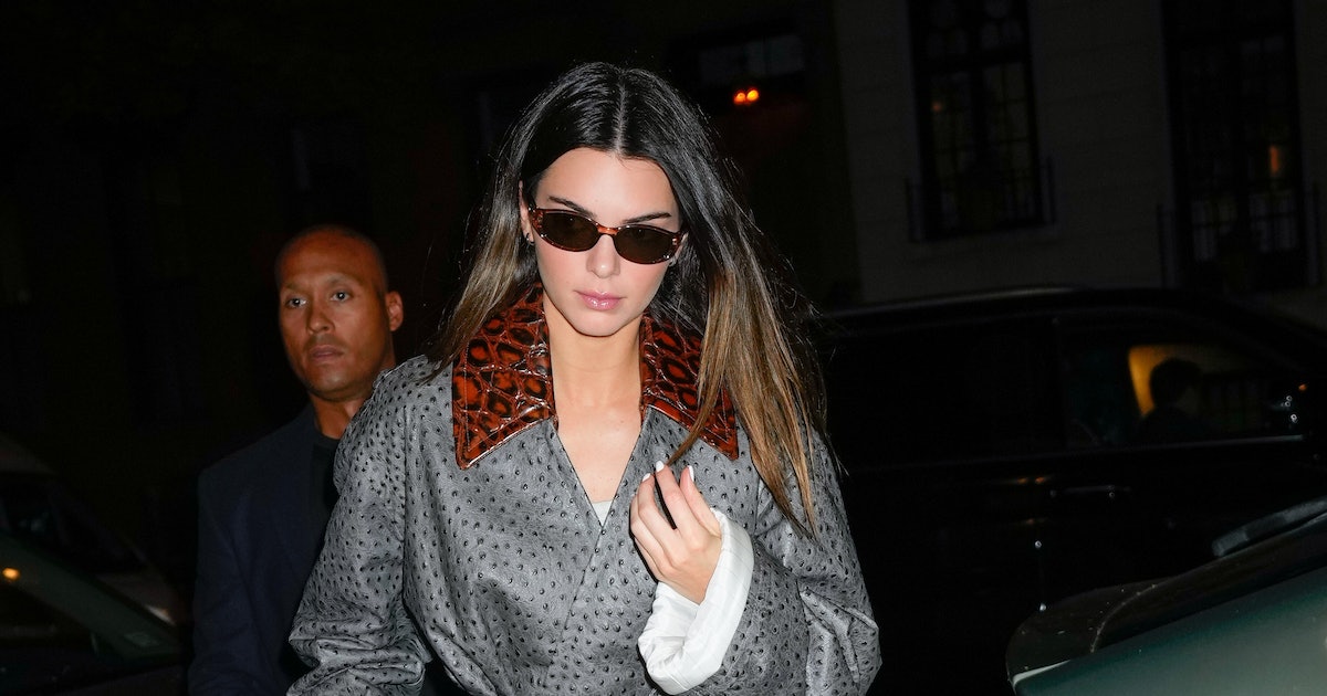 Kendall Jenner Does Blue Snakeskin Pants For Date Night