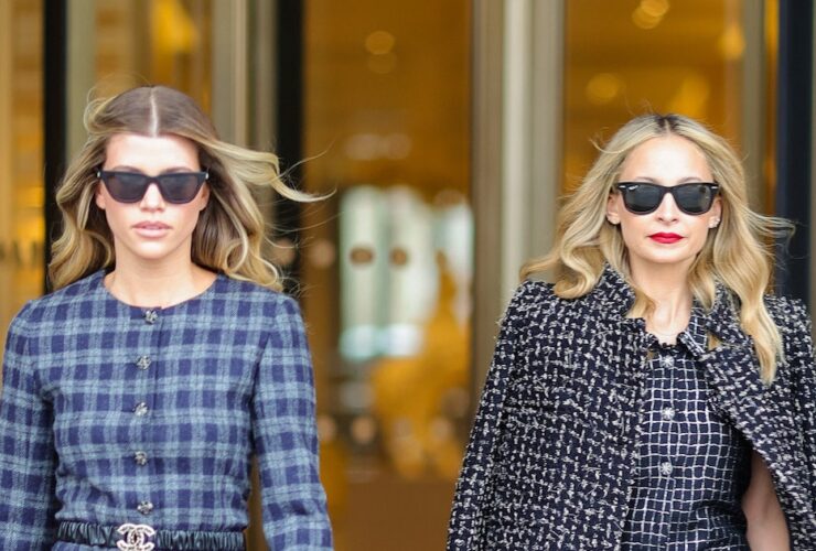 Sofia and Nicole Richie Coordinate in Statement Coats and Baggy Denim