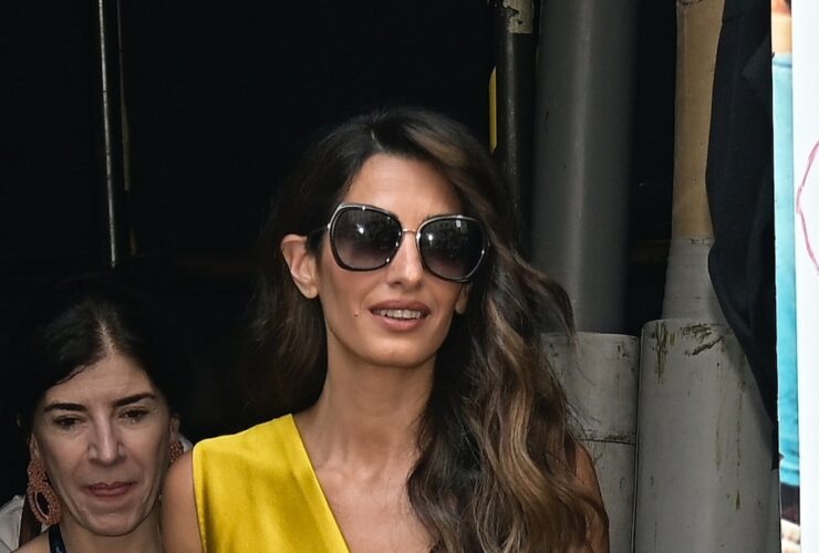 Amal Clooney Takes the Satin Jumpsuit To One-Shoulder Territory