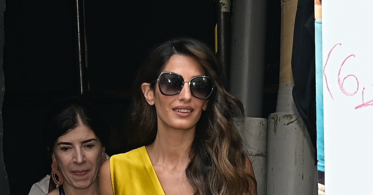 Amal Clooney Takes the Satin Jumpsuit To One-Shoulder Territory