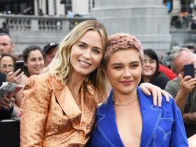 Florence Pugh and Emily Blunt Master the Tailored Look In Plunging Sets