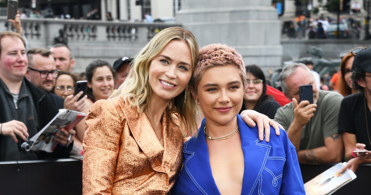 Florence Pugh and Emily Blunt Master the Tailored Look In Plunging Sets