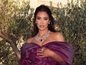 Kim Looks Like Royalty in Billowing Gown at Dolce and Gabbana Show