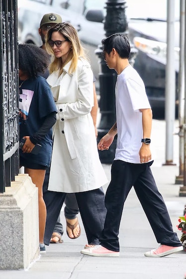 Angelina Jolie is seen with her children Zahara and Pax in New York City.