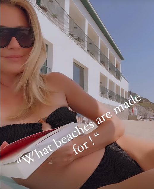 Cat Deeley in a black bikini