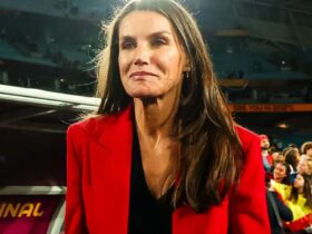 Queen Letizia Wows in a Scarlet Hugo Boss Power Suit as Spain Clinches World Cup Victory