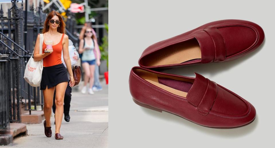 Emily Ratajkowski-inspired Madewell Lacey Ballet Loafer (Photos via Getty Images and Madewell)