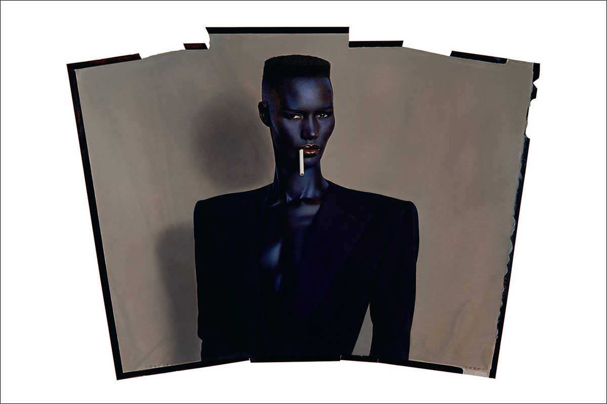 jean paul goude grace jones blue black brown 1981