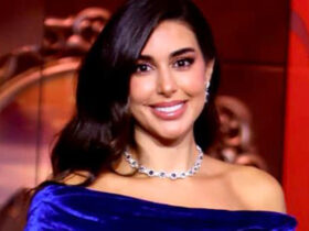 Yasmine Sabri’s Royal Blue Velvet Gown Is the Perfect Dress for the Festive Season