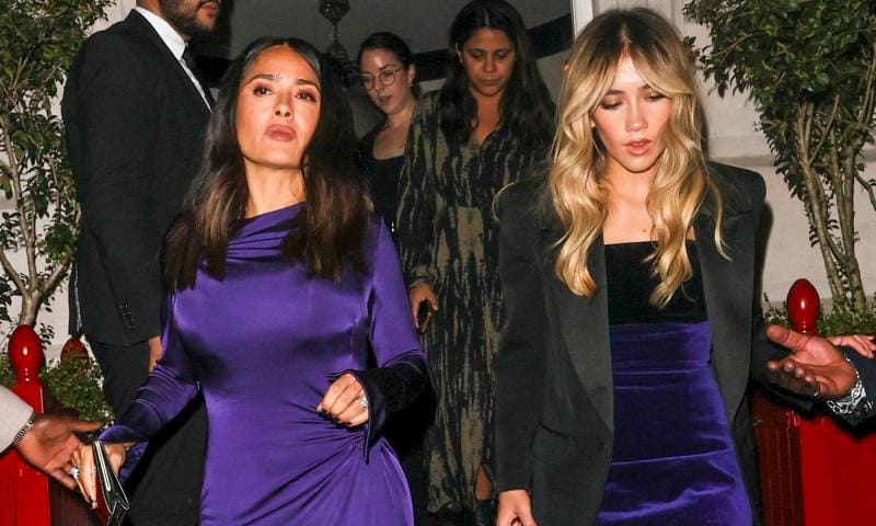 Salma Hayek and Valentina Paloma stun in twin purple outfits