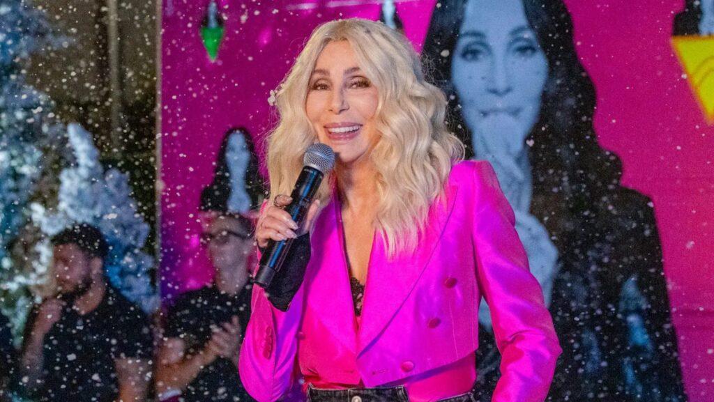 Cher makes it snow in Santa Monica, Calif., at her Christmas Came Early event in celebration of Cherlato and her new holiday album at the Fairmont Miramar.