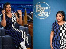 Taraji P. Henson Does Colorblocking in Checkered Dress on Jimmy Fallon – WWD