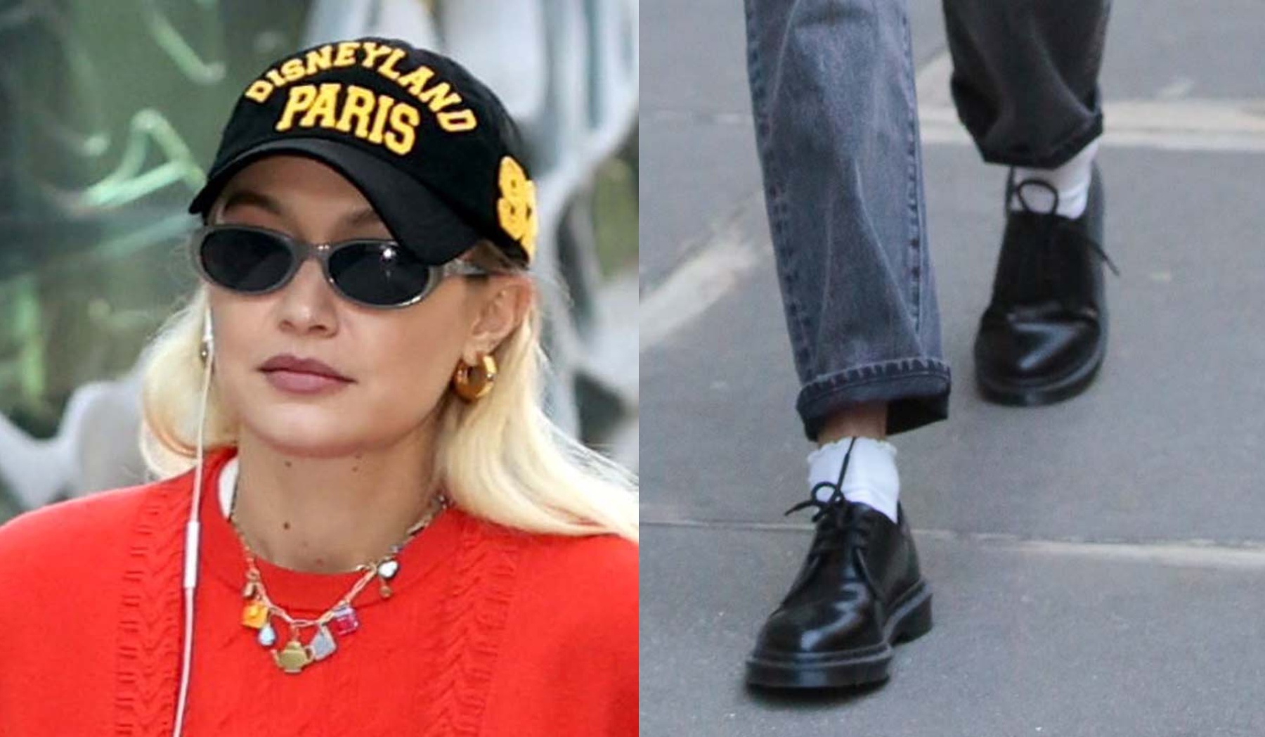 Gigi Hadid Takes A Walk In Black Leather Oxfords In New York – Footwear News