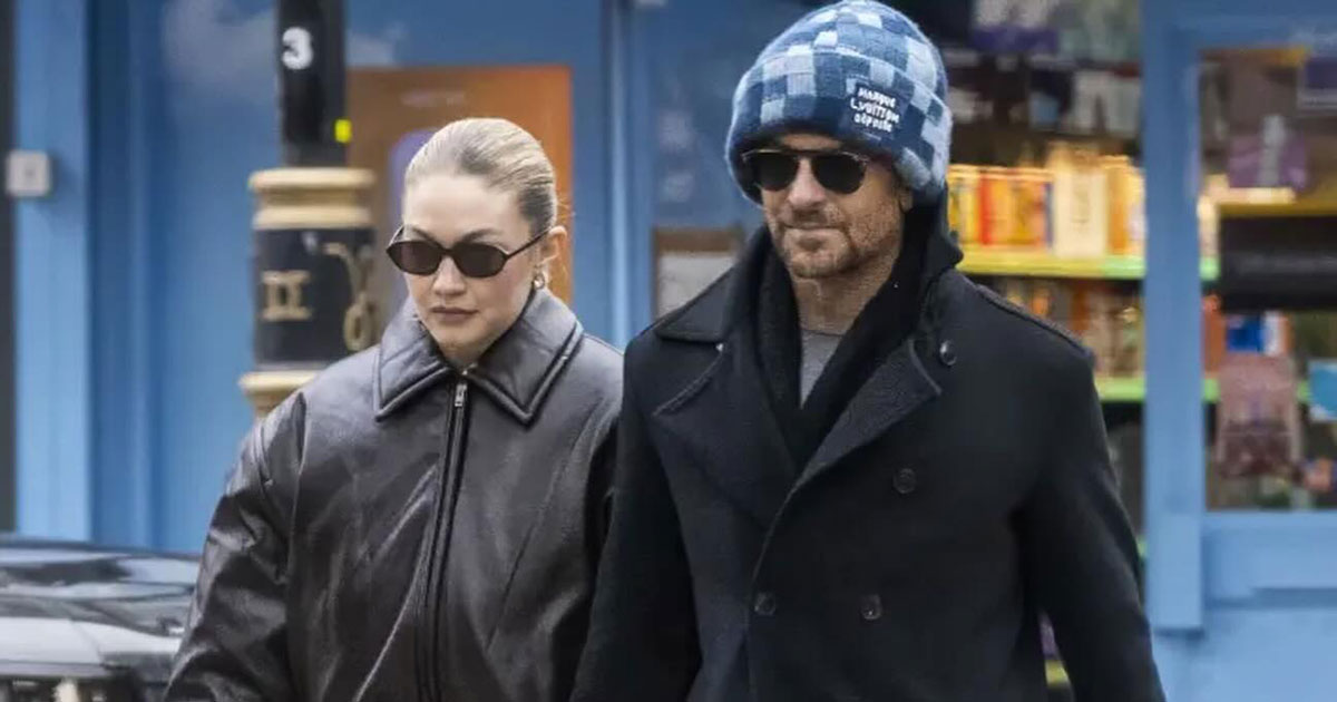 Gigi Hadid Wore a Leather Bomber Jacket for a Walk with Bradley Cooper