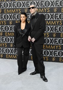 Kourtney Kardashian and Travis Barker at the 75th Primetime Emmy Awards held at the Peacock Theater on January 15, 2024 in Los Angeles, California. (Photo by Gilbert Flores/Variety via Getty Images)