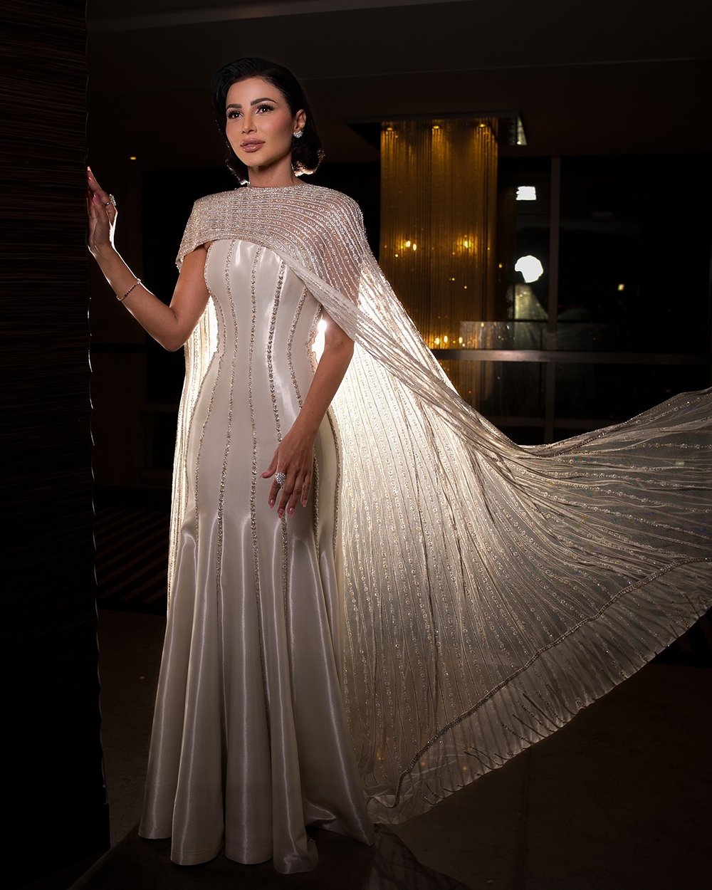 mahira abdelaziz white gown